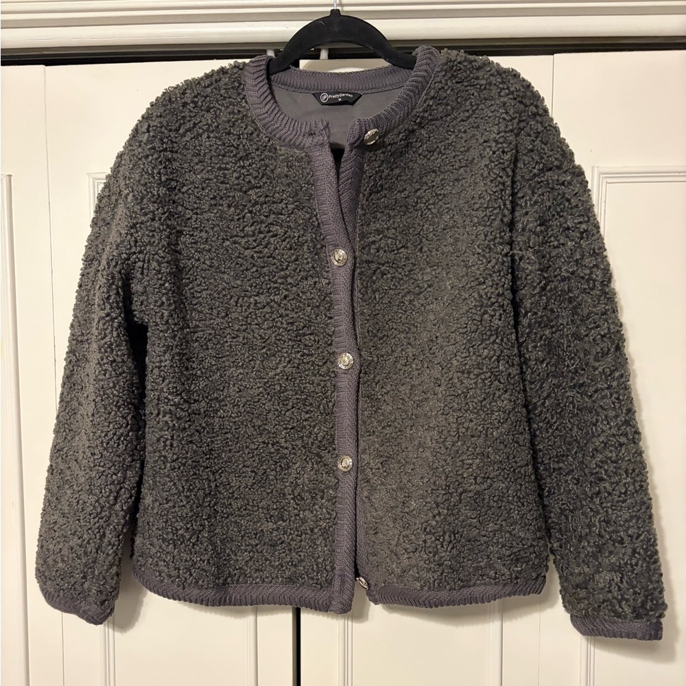 Cozy Gray Button-Up Fleece Jacket